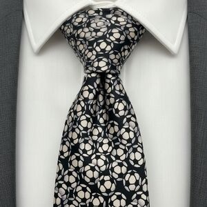 Vintage‎ 100% Silk Neck Tie Museum Artifacts Soccer Ball Print Handmade USA